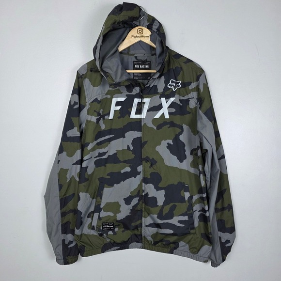 Fox Racing Other - FOX Racing Camo Windbreaker Jacket Mens Hooded Lightweight Full Zip Casual